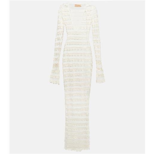 Aya Muse abito lungo in pizzo semitrasparente