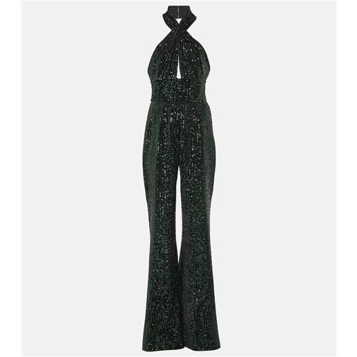 Elie Saab jumpsuit a gamba larga con paillettes