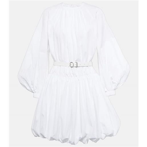 Jil Sander miniabito in popeline di cotone con pelle