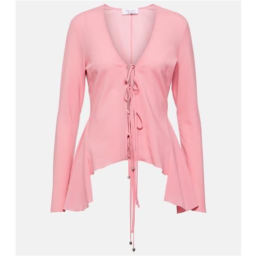 Blumarine blusa in misto lana con volant e fiocco