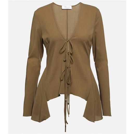 Blumarine blusa in misto lana con volant