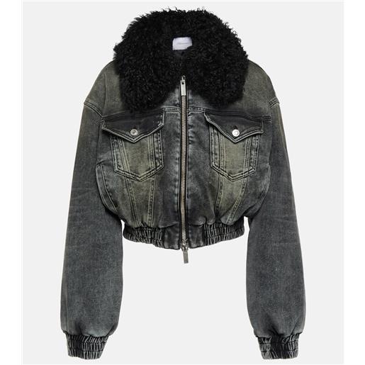 Blumarine giacca di jeans con pelliccia sintetica