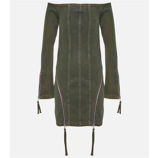 Blumarine miniabito di jeans con scollo bardot