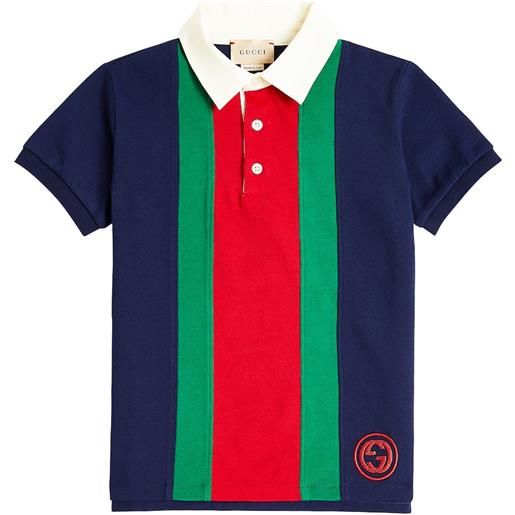 Gucci Kids polo web strile in jersey di cotone