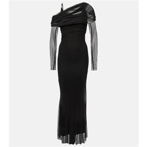 Christopher Esber abito lungo veiled in tulle di seta