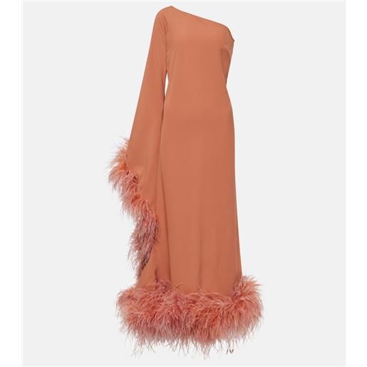 Taller Marmo abito lungo ubud extravaganza con piume