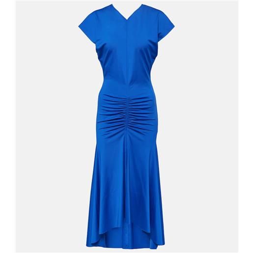 Victoria Beckham abito midi in jersey con ruches
