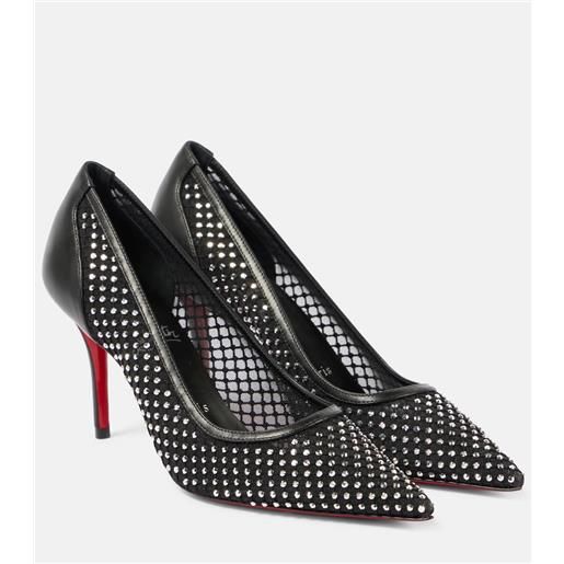 Christian Louboutin pumps apostropha 80 in mesh con cristalli