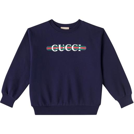 Gucci Kids felpa web stripe in cotone con logo