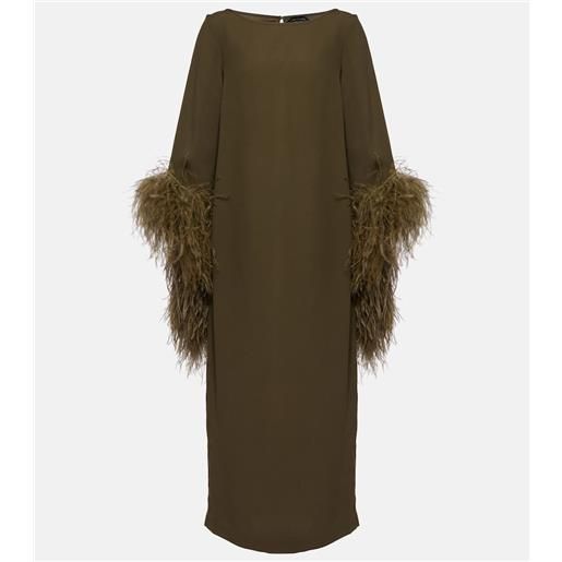 Taller Marmo abito midi del lago con piume