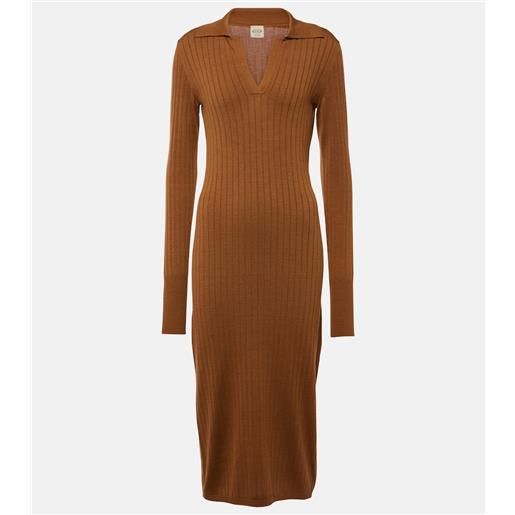 Tod's abito midi in seta e cotone a coste
