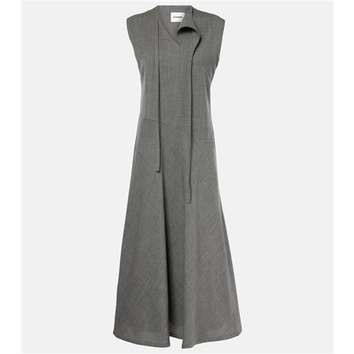 Jil Sander abito midi in canvas di lana vergine