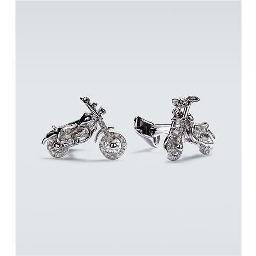 Sydney Evan gemelli motorcycle in oro bianco 14kt con diamanti