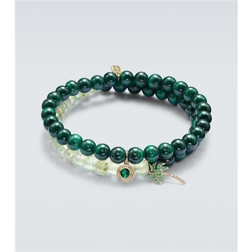 Sydney Evan set di 2 bracciali in oro 14kt con smeraldi e diamanti