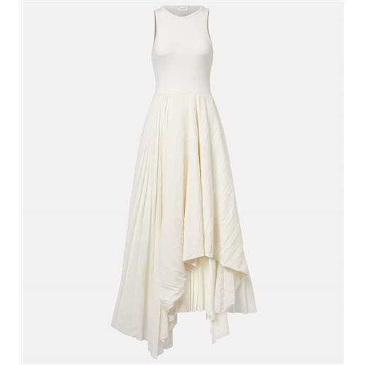 McQueen abito midi in cotone a pieghe