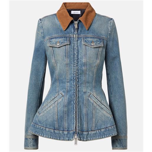 McQueen giacca di jeans con velluto a coste