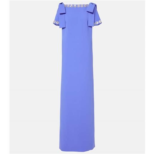 Carolina Herrera abito lungo in crãªpe con fiocco