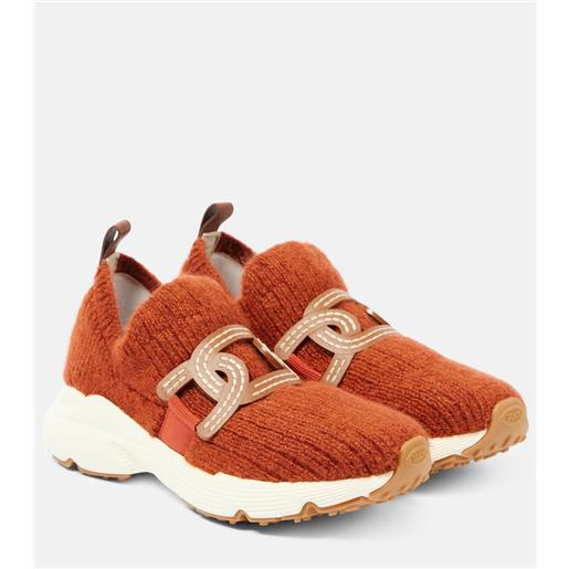 Tod's slip-on kate in maglia con pelle