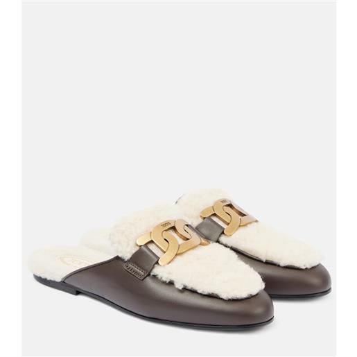 Tod's slippers catena in pelle e shearling