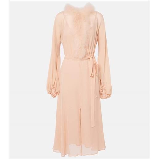 Blumarine abito midi georg con piume