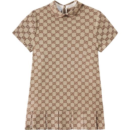 Gucci Kids abito a pieghe in canvas gg
