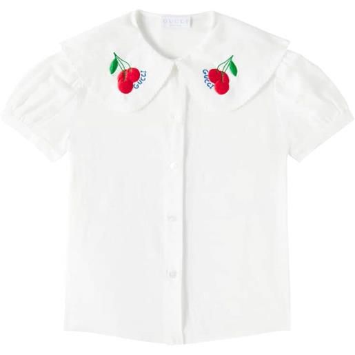 Gucci Kids camicia in cotone con ricamo