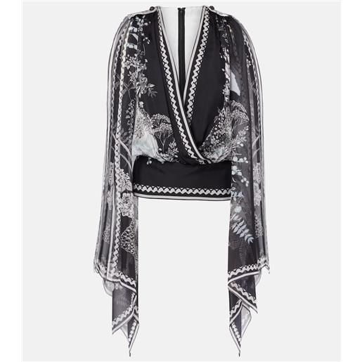 Elie Saab blusa in chiffon di seta con stampa