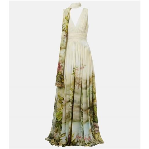 Elie Saab abito lungo in georgette con stampa