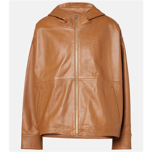 Yves Salomon giacca in pelle con cappuccio