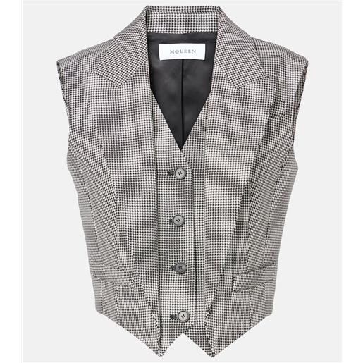 McQueen gilet in lana e mohair a quadri