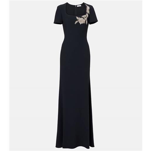 McQueen abito lungo in crãªpe con ricamo