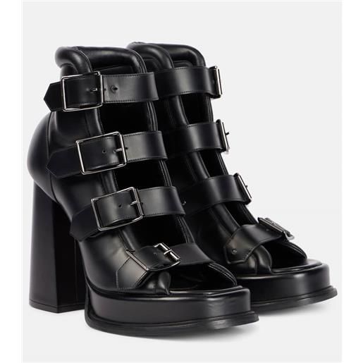McQueen sandali caged 120 in pelle con plateau
