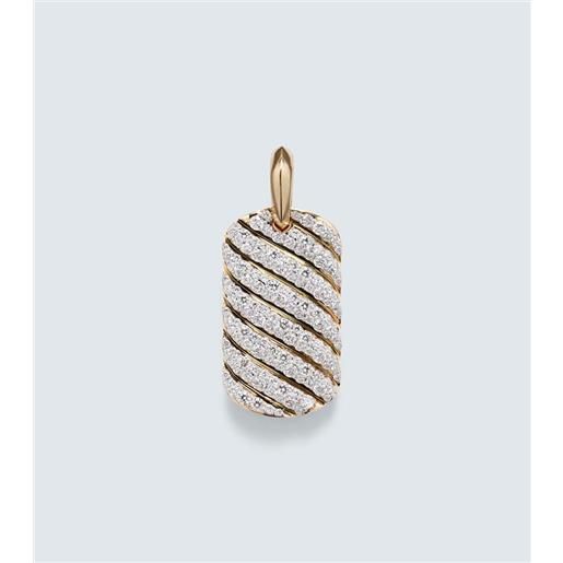 David Yurman pendente sculpted cable in oro 18kt con diamanti