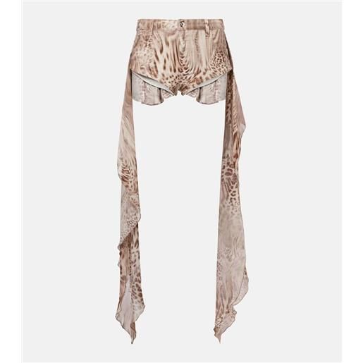 Blumarine shorts in cotone con stampa leopardata