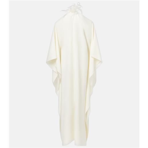 Taller Marmo abito lungo off-shoulder con piume