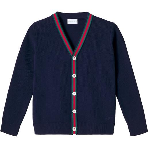 Gucci Kids cardigan web stripe in misto cotone
