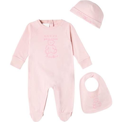 Gucci Kids baby - tutina, bavaglino e berretto in jersey di cotone