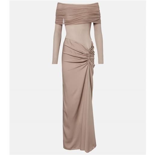 Christopher Esber abito lungo sonora in jersey con scollo bardot