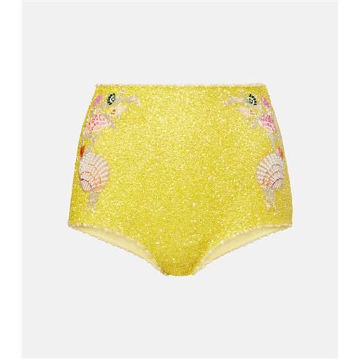 Clio Peppiatt shorts marina a vita alta con decorazioni