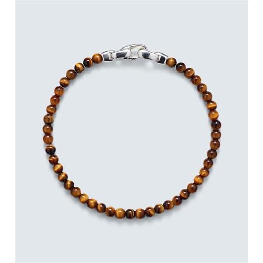 David Yurman bracciale spiritual beads in argento sterling con occhio di tigre