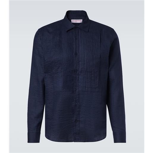 Orlebar Brown camicia da smoking giles in cotone e lino
