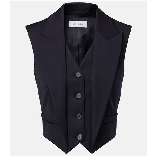 McQueen gilet cropped in lana