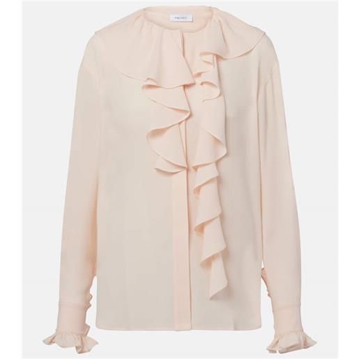 McQueen blusa in seta con volant