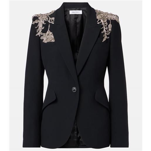 McQueen blazer in crãªpe con cristalli