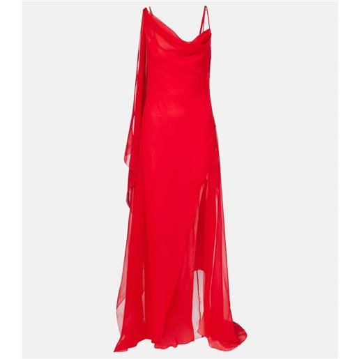 Blumarine abito lungo asimmetrico in georgette di seta