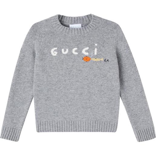 Gucci Kids x euan roberts - pullover in lana con logo