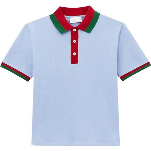 Gucci Kids polo web stripe in misto cotone