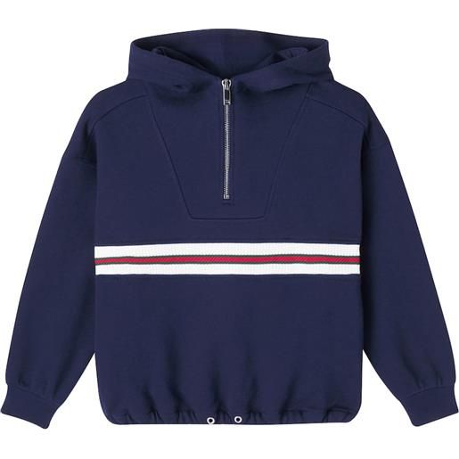 Gucci Kids felpa web stripe in cotone con cappuccio