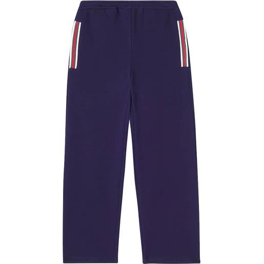 Gucci Kids pantaloni sportivi web stripe in cotone