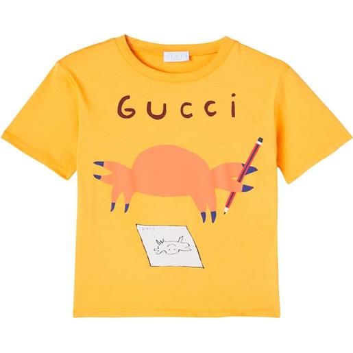 Gucci Kids x euan roberts - t-shirt in jersey di cotone con stampa